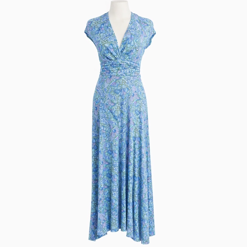 Maeve by Anthropologie Bristol Blue Floral High-Low Maxi Dress Size Small
